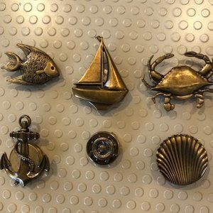 Button Covers Pewter Ocean Theme